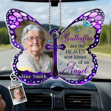 Custom Memorial Car Ornament with Photo – Personalized Tribute Gift